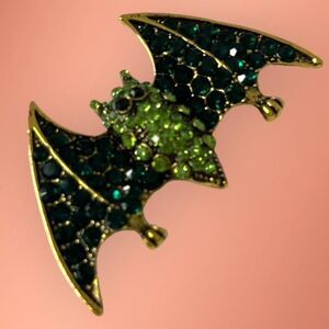 Stunning Elegant Halloween Bat Pin  - Sparkling Rhinestone Brooch